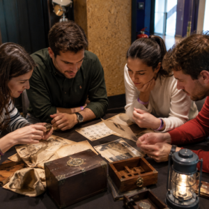 Actores en directo durante el Escape Room La Herencia del Tío Harold