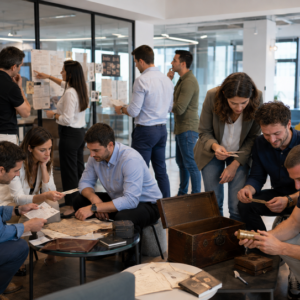 Escape room portátil organizado en una oficina para empleados